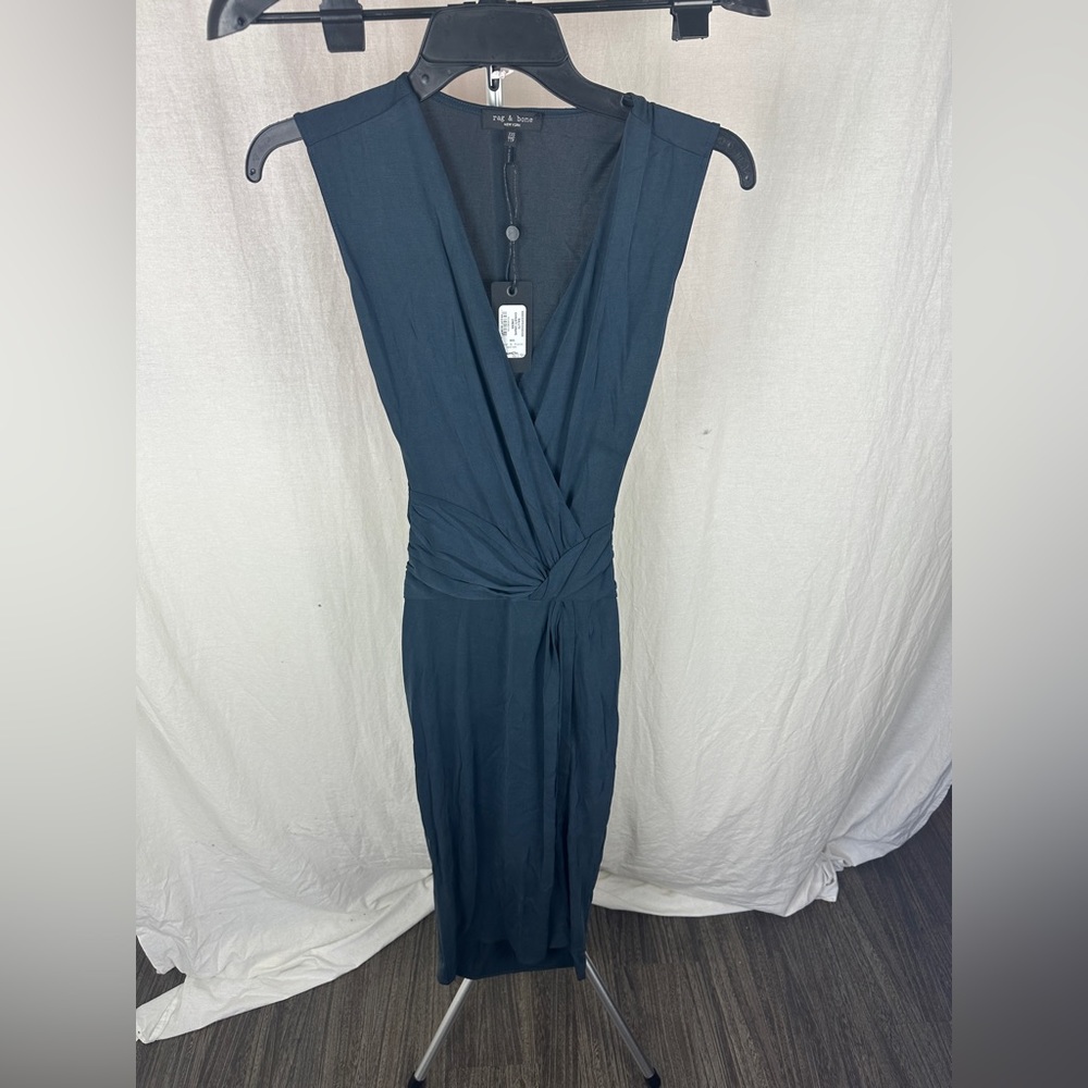RAG & BONE Midnight Blue Christy wrap jersey midi dress Size XXS (00-0) NWT - Picture 5 of 16